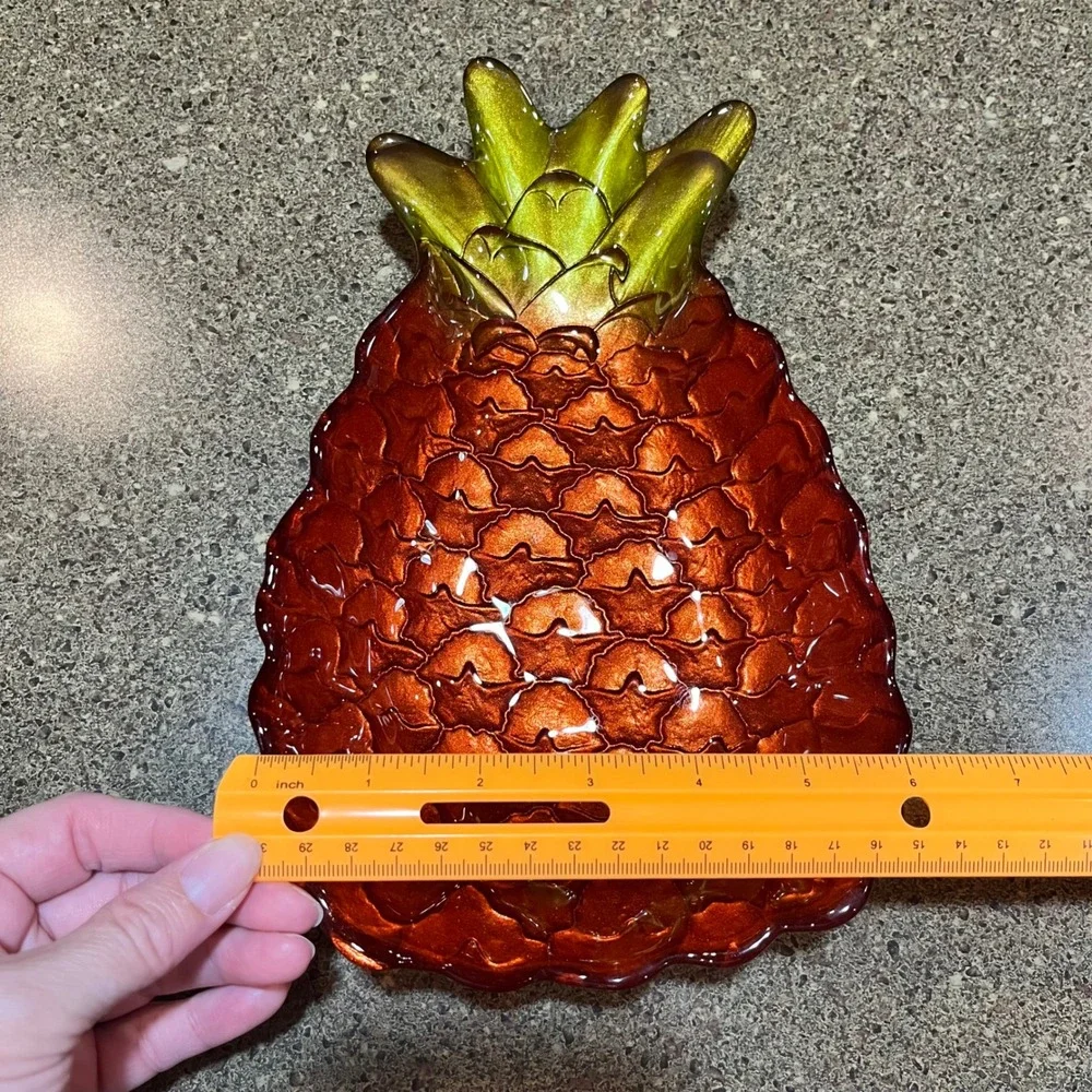 Red Glass‎ Pineapple Candy Trinket Dish Bowl Decor